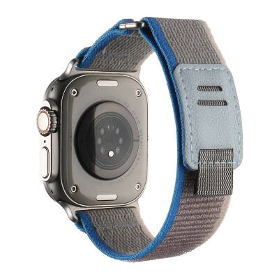 Apple Watch Ultra 49mm Hasır Kordon Zore KRD-106 Strap Kayış Gri-Mavi