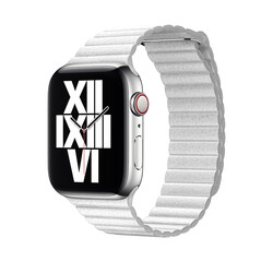 Apple Watch Ultra 49mm Kordon KRD-09 Deri Lop Strap Kayış Beyaz