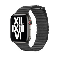 Apple Watch Ultra 49mm Kordon KRD-09 Deri Lop Strap Kayış Siyah