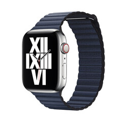 Apple Watch Ultra 49mm Kordon KRD-09 Deri Lop Strap Kayış Lacivert