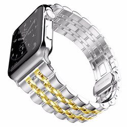 Apple Watch Ultra 49mm Kordon KRD-14 Metal Strap Kayış Gold