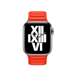 ​​​Apple Watch Ultra 49mm Kordon KRD-34 Deri Strap Kayış Kırmızı