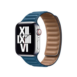 ​​​Apple Watch Ultra 49mm Kordon KRD-34 Deri Strap Kayış Mavi