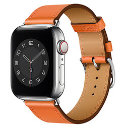 Apple Watch Ultra 49mm Kordon Wiwu Attleage Watchband Hakiki Deri Strap Kayış Turuncu