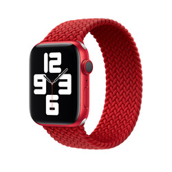 Apple Watch Ultra 49mm Kordon Wiwu Braided Solo Loop Medium Strap Kayış Kırmızı