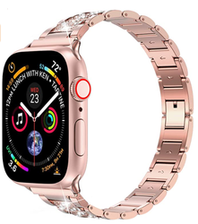 Apple Watch Ultra 49mm Kordon Wiwu Three Beads Set Auger Metal Strap Kayış Rose Gold