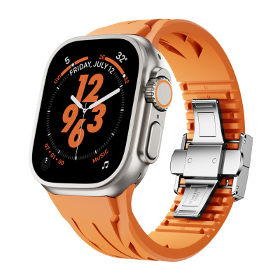 Apple Watch Ultra 49mm KRD-127 Metal Buckle Silicone Band Orange