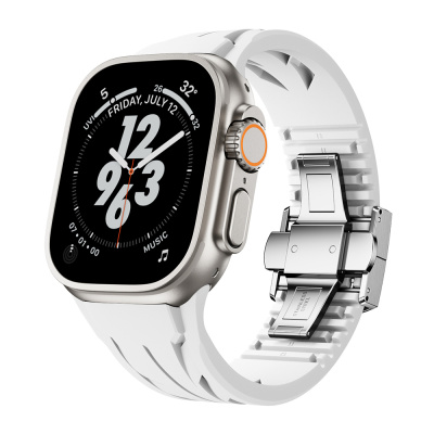 Apple Watch Ultra 49mm KRD-127 Metal Buckle Silicone Band White