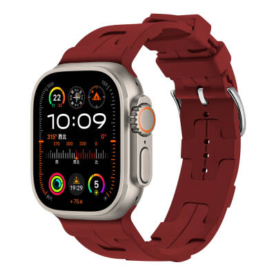 Apple Watch Ultra 49mm KRD-92 Silicon Cordon Koyu Kırmızı