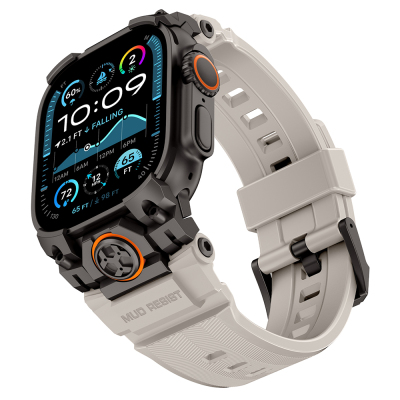 Apple Watch Ultra 49mm Mohseven iWatch Armor Silikon Kordon Siyah-Beyaz