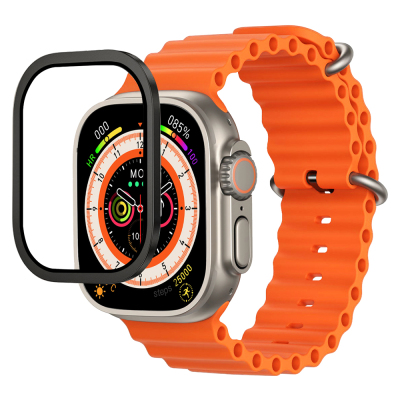 Apple Watch Ultra 49mm Mohseven iWatch Serisi Safir Akıllı Saat Temperli Cam Ekran Koruyucu Siyah