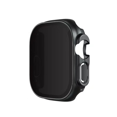 Apple Watch Ultra 49mm Sert PC Kasa ve Privacy Ekran Koruyucu Zore Watch Gard 23 Siyah