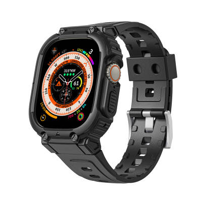 Apple Watch Ultra 49mm Wiwu Wi-WB014 Armor Series 2in1 Hard PC Case Protective Silicone Band Black