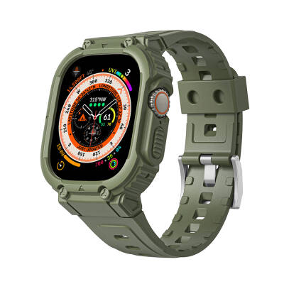 Apple Watch Ultra 49mm Wiwu Wi-WB014 Armor Series 2in1 Hard PC Case Protective Silicone Band Green