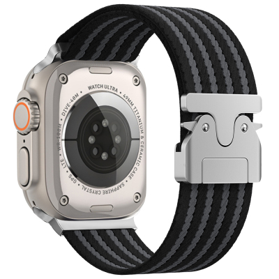 Apple Watch Ultra 49mm Zor KRD-133 Nylon Fabric Wicker Braided Cord Black