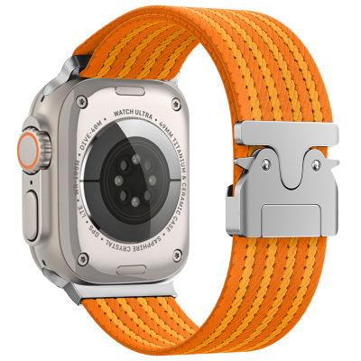 Apple Watch Ultra 49mm Zor KRD-133 Nylon Fabric Wicker Braided Cord Orange