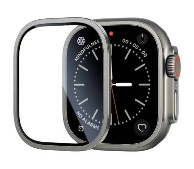 Apple Watch Ultra 49mm Zore ALM-01 Metal Çerçeveli Ekran Koruyucu Gümüş