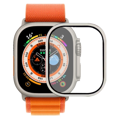 Apple Watch Ultra 49mm Zore ALM-02 Metal Çerçeveli Ekran Koruyucu Gümüş