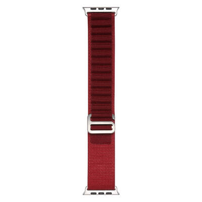 Apple Watch Ultra 49mm Zore Band-74 Hasır Kordon Koyu Kırmızı