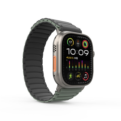 Apple Watch Ultra 49mm Zore KRD-122 Silicone Band Strap Strap Gri-Yeşil