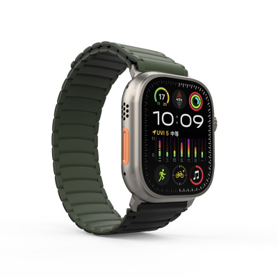 Apple Watch Ultra 49mm Zore KRD-122 Silicone Band Strap Strap Siyah-Yeşil