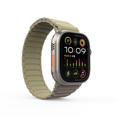 Apple Watch Ultra 49mm Zore KRD-122 Silikon Kordon Strap Kayış Kahverengi-Krem