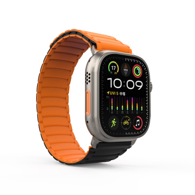 Apple Watch Ultra 49mm Zore KRD-122 Silikon Kordon Strap Kayış Siyah-Turuncu