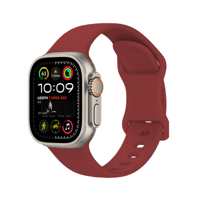 Apple Watch Ultra 49mm Zore KRD-131 Silicone Band Strap Koyu Kırmızı