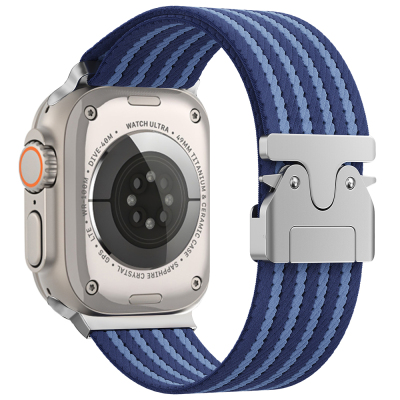 Apple Watch Ultra 49mm Zore KRD-133 Naylon Kumaş Hasır Örgülü Kordon Mavi