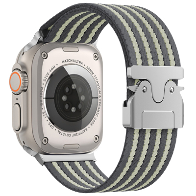 Apple Watch Ultra 49mm Zore KRD-133 Naylon Kumaş Hasır Örgülü Kordon Gri