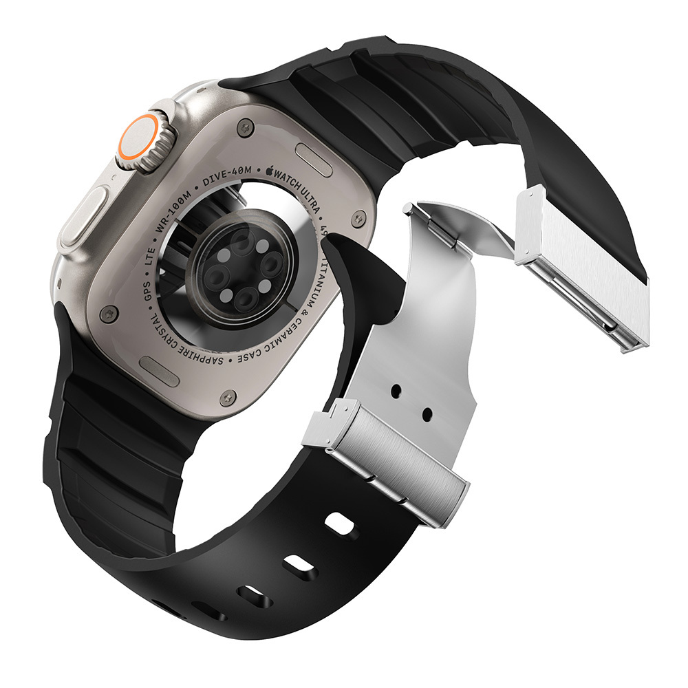 Apple Watch Ultra 49mm Zore KRD-145 Metal Tokalı Silikon Kordon - 14