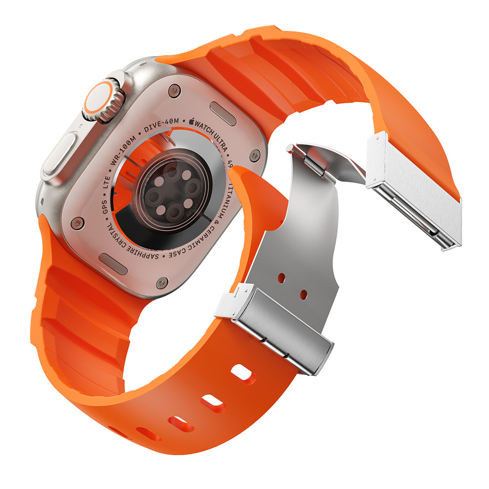 Apple Watch Ultra 49mm Zore KRD-145 Metal Tokalı Silikon Kordon - 22