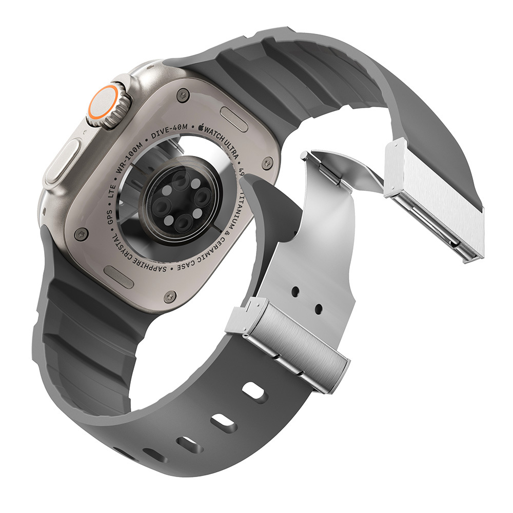 Apple Watch Ultra 49mm Zore KRD-145 Metal Tokalı Silikon Kordon - 26