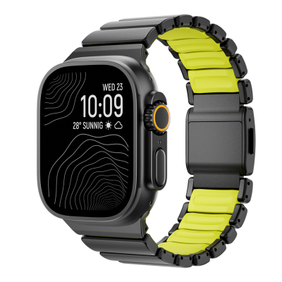 Apple Watch Ultra 49mm Zore KRD-149 Metal Silicone Band Siyah-Yeşil