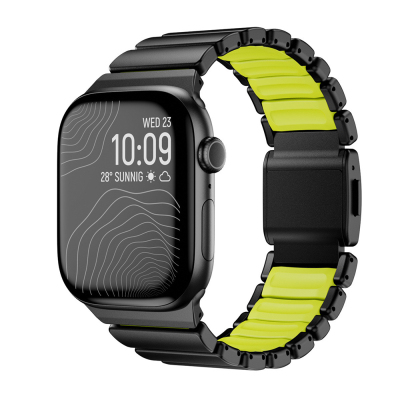 Apple Watch Ultra 49mm Zore KRD-151 Metal Silikon Kordon Siyah-Yeşil