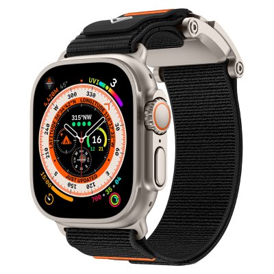 Apple Watch Ultra 49mm Zore KRD-154 Nylon Mesh Strap Gri-Siyah