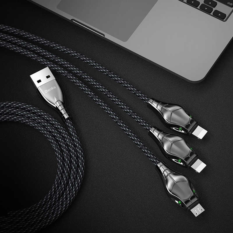 Benks D27 3 in 1 Snake Lightning+Lightning+Micro Cable 1.5M - 7