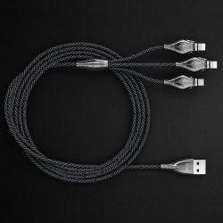 Benks D27 3 in 1 Snake Lightning+Lightning+Micro Cable 1.5M Grey