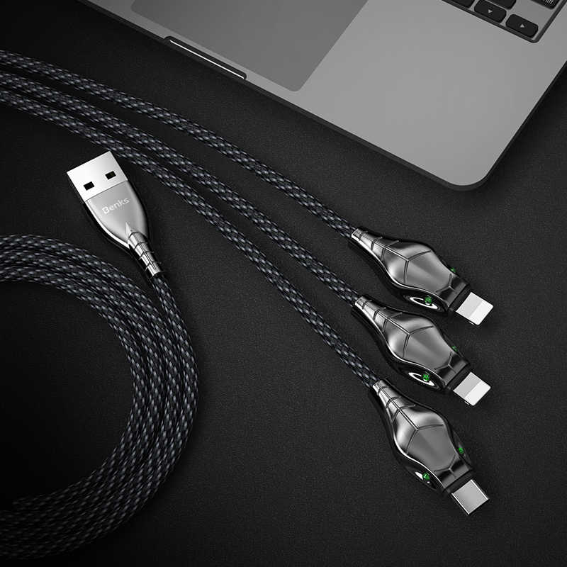 Benks D27 3 in 1 Snake Lightning+Lightning+Type-C Cable 1.5M - 4