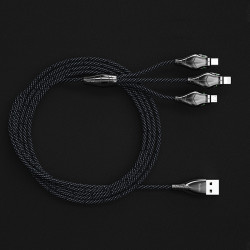 Benks D27 3 in 1 Snake Lightning+Micro+Type-C Cable 1.5M Grey