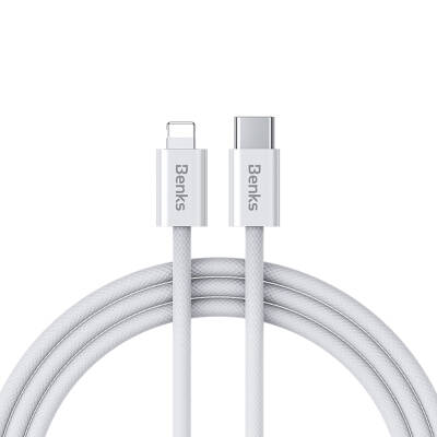 Benks D46 Type-C to Lightning PD 3.0 Braided Charging and Data Cable 60W 2 Meters White