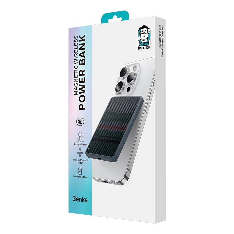 Benks MP15 ArmorGo M-safe Şarj Özellikli Ultra İnce Aurora Serisi Aramid Fiber Powerbank 15W 5000mAh - 8