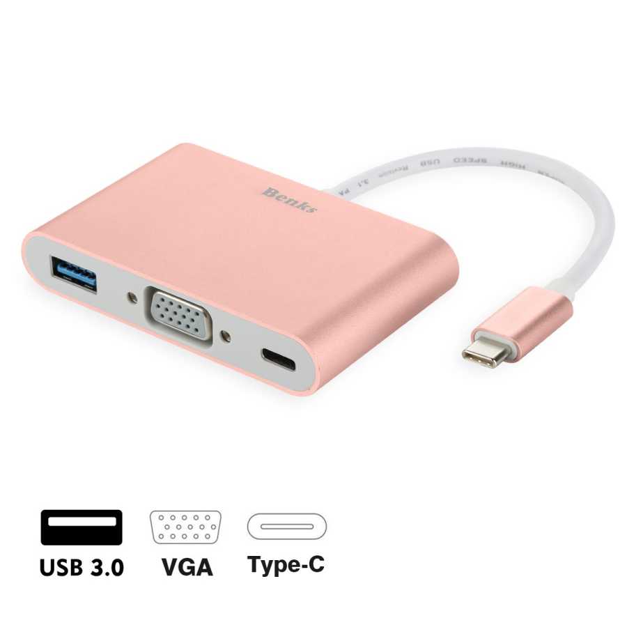 Benks U20 Type-C to 3 in 1 Adapter (Usb 3.0+VGA+Type-C) - 9