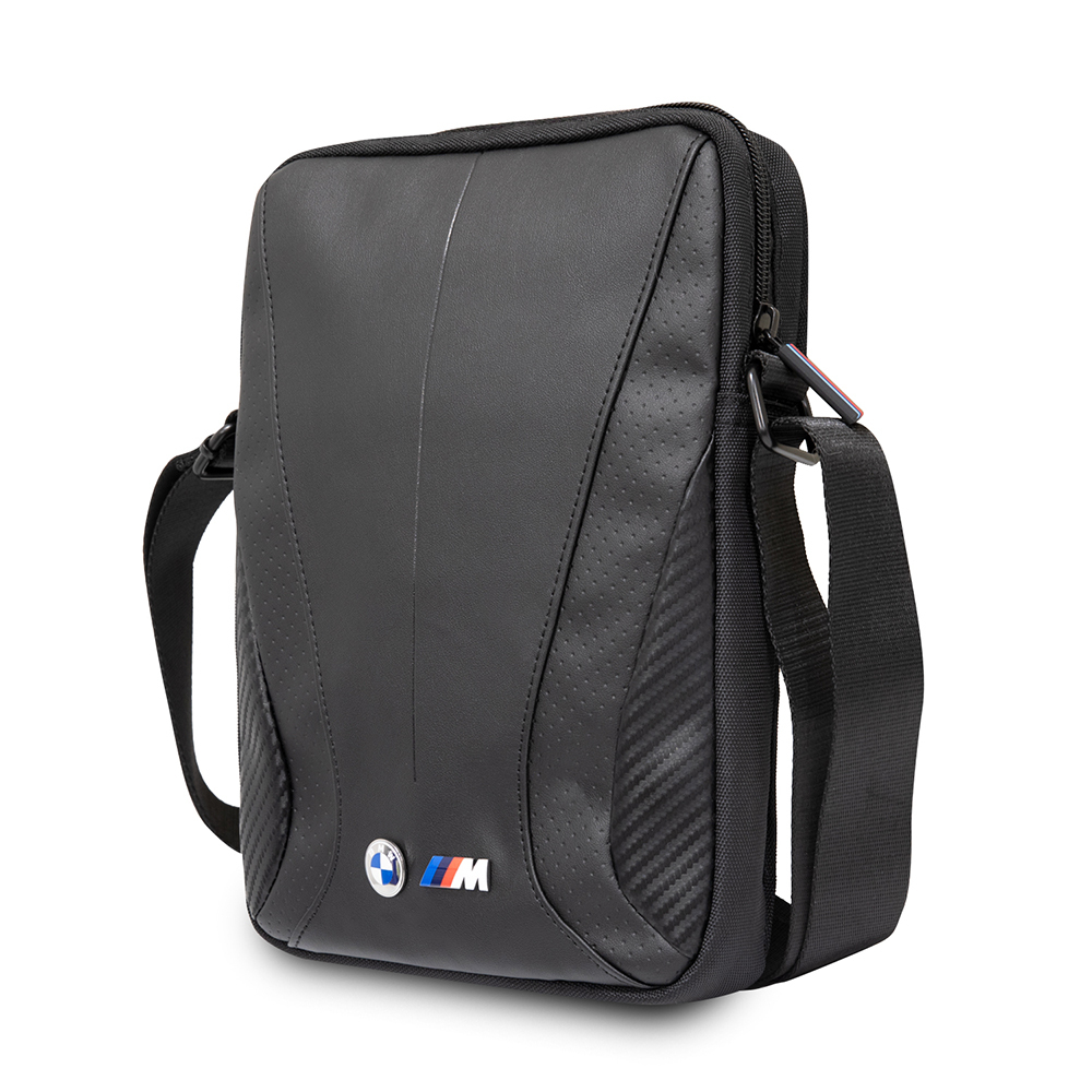 BMW Original Licensed Metal Logo Zippered Crossbody Tablet Bag - 1