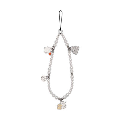 Casebang Maltese Pearl Stone Phone Wrist Strap White