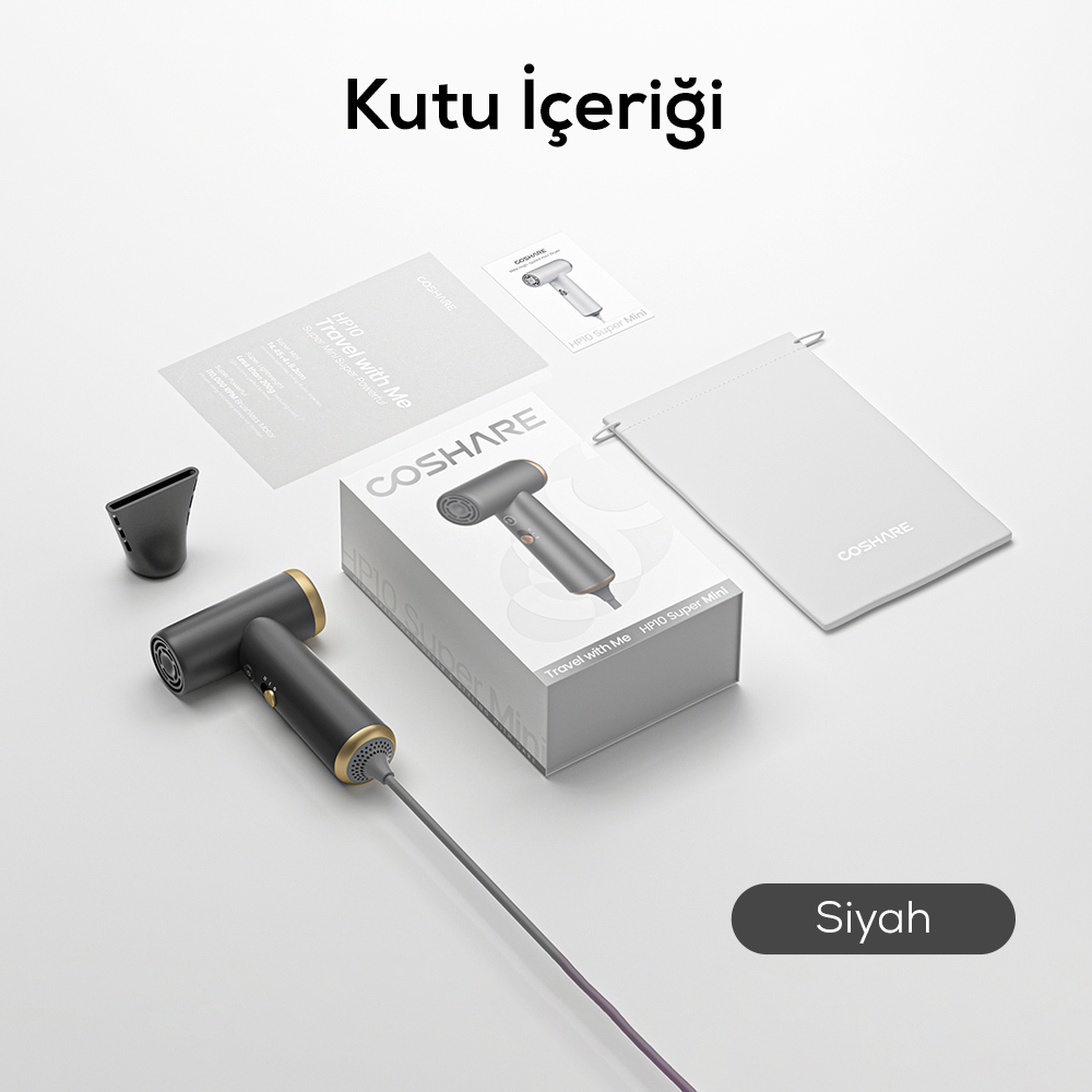 Coshare HP10E Mini Isı Dereceli LED Işıklı Saç Kurutma Fön Makinesi - 14
