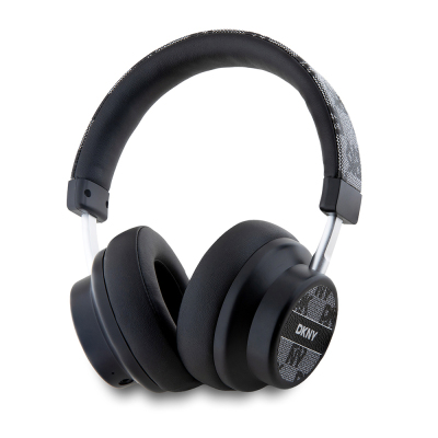 DKNY Original Licensed ENC Feature PU Logo Patterned Over-Ear Bluetooth Headphones Black