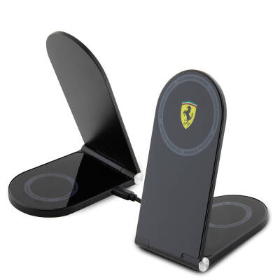 Ferrari Original Licensed Foldable Printed Shield Logo Magnetic Wireless Charging Stand Black