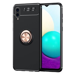Galaxy A02 Case Zore Ravel Silicon Cover Black-Rose Gold