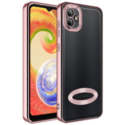 Galaxy A03 Case Camera Protected Zore Omega Cover With Logo Rose Gold